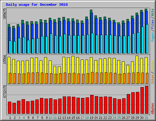 Daily usage for December 2016